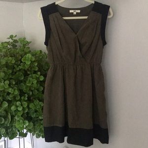 Adorable olive green and black cap sleeve dress